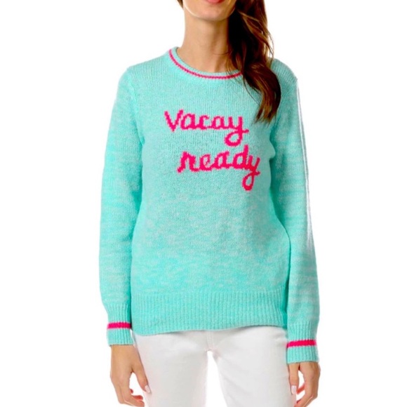 Lilly Pulitzer NWT Women’s M Rollins Sweater Surf Blue Vacay Ready Intarsia - Picture 3 of 8
